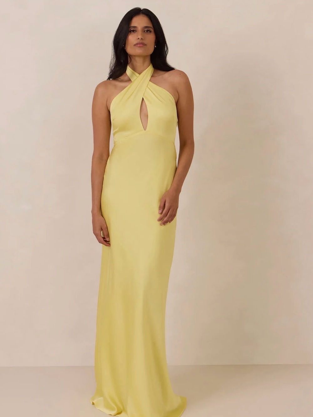Park & Fifth Butter Yellow Halter Maxi Dress Size Medium
